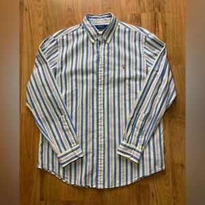 Polo Ralph Lauren Classic Fit Flesh Pony Logo Mens L Striped Button Down Shirt